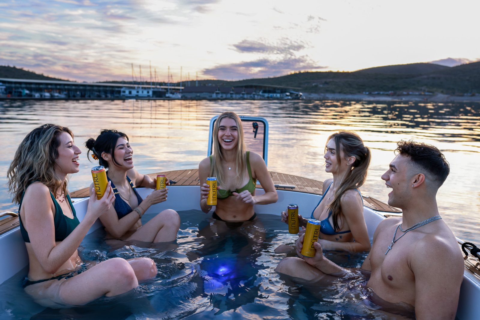 People hanging out in a "Yachtcuzzi" on Lake Pleasant