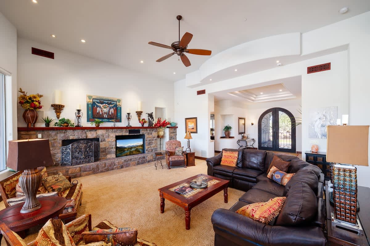 Large and bright living space with comfortable seating and smart TV!