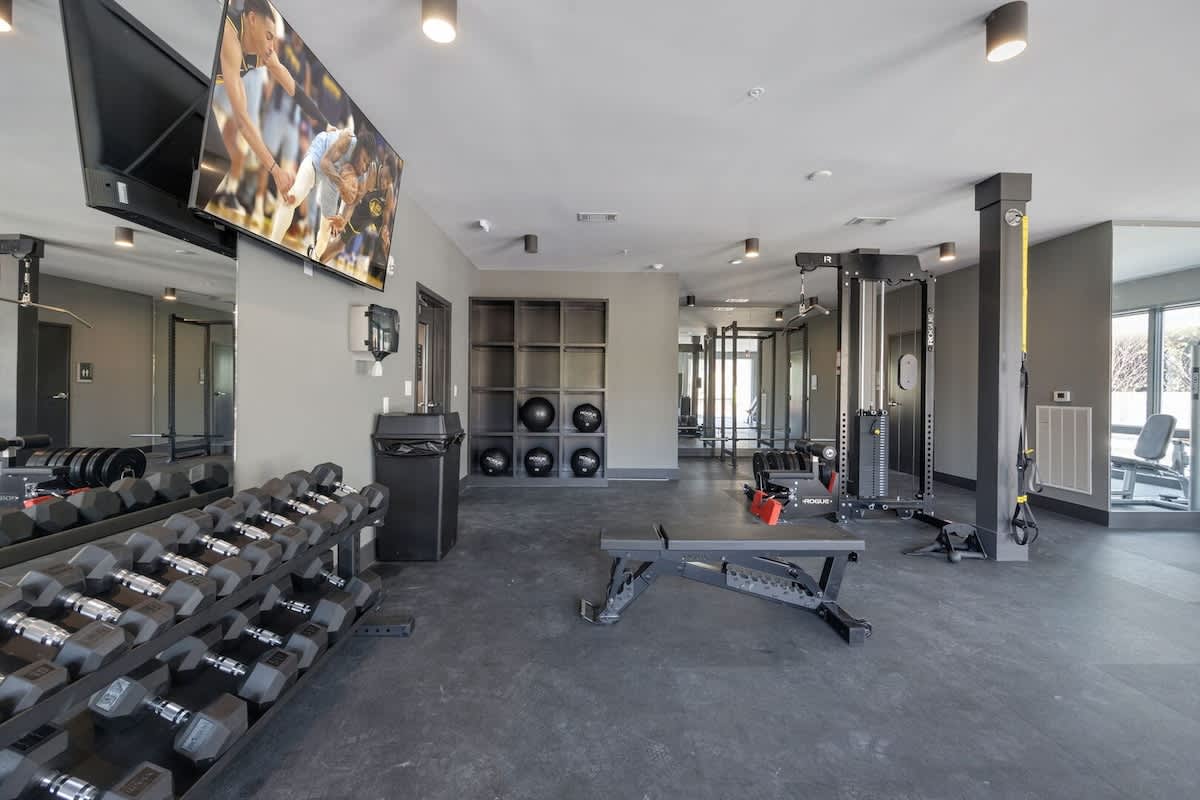 Communal Area: Gym offering a wide range of workout equipment, and a Smart TV.
