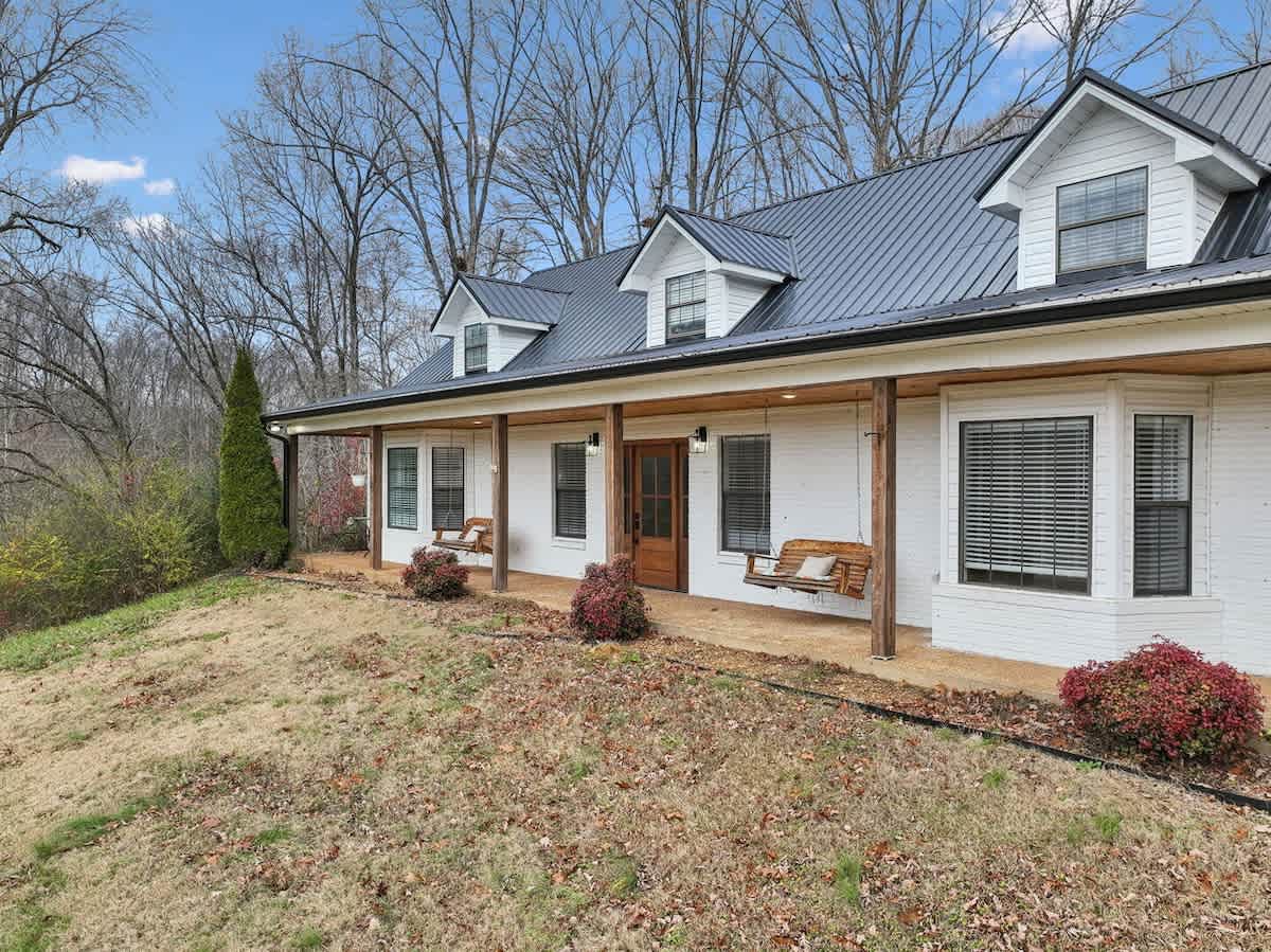 Fox Haven Retreat offers ample space at the front of the home, including a private patio for guests to enjoy.
