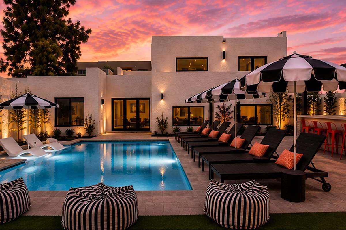 2 incredible back yards! Wall opens to connect them through a 25 ft opening!