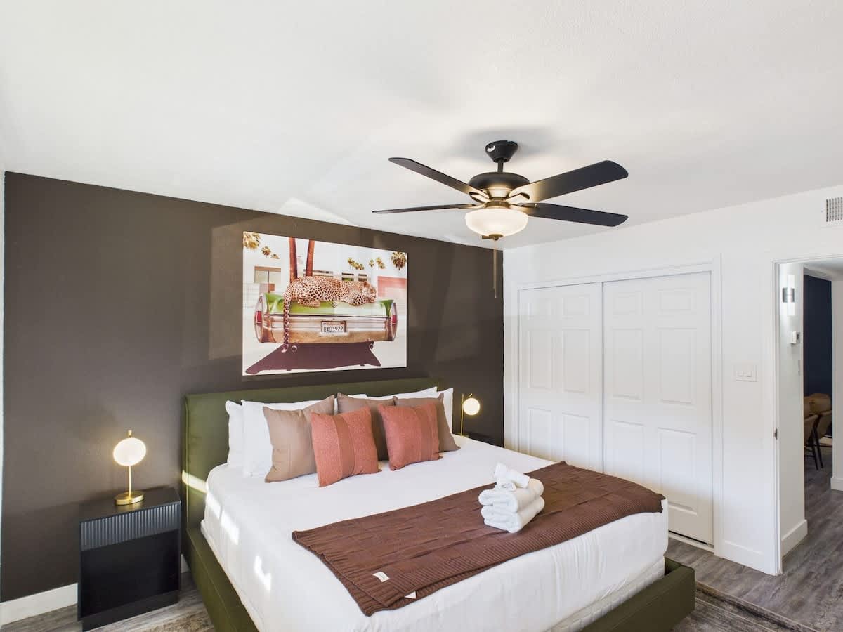 The primary bedroom features a King bed and a closet.