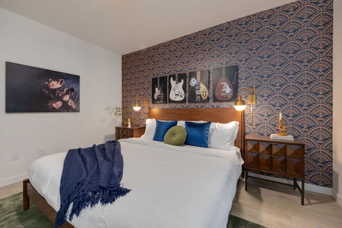 2nd Bedroom featuring a King Bed with designer furnishings and decor.