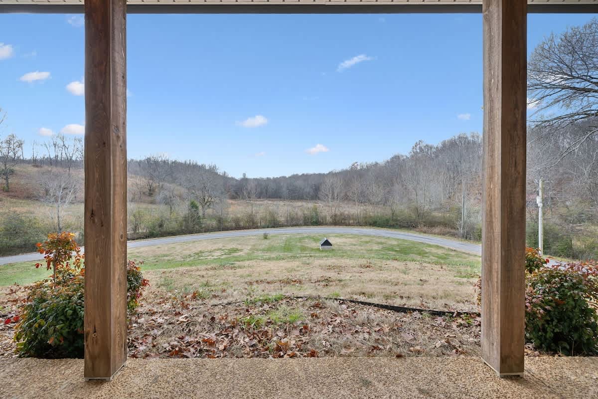Fox Haven Retreat offers ample space at the front of the home, including a private patio for guests to enjoy.