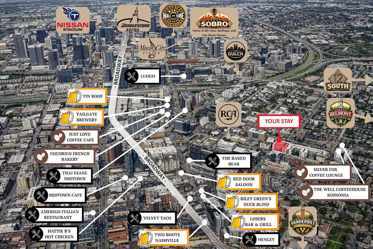Stay Where Music Meets Nightlife — Located right on Historic Music Row just steps from Broadway's iconic nightlife.