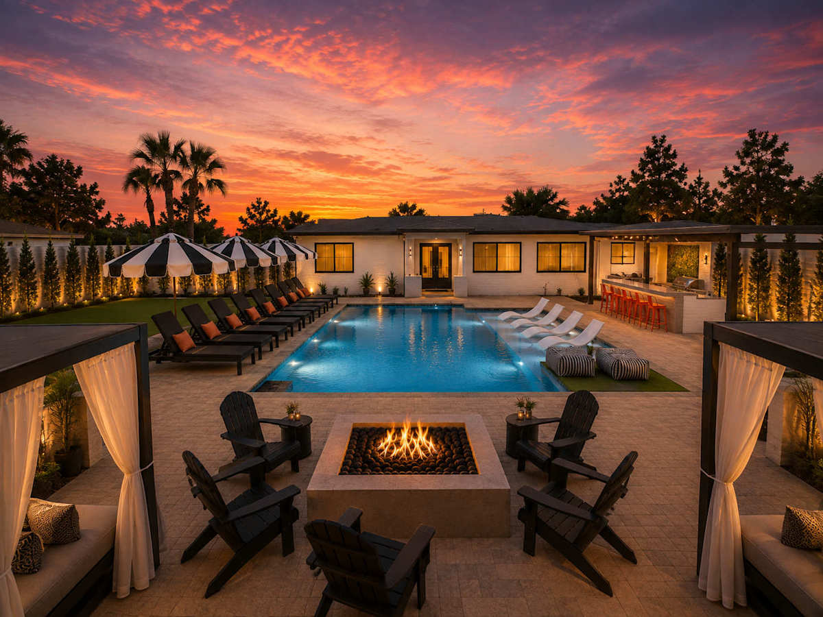 2 incredible back yards! Wall opens to connect them through a 25 ft opening!